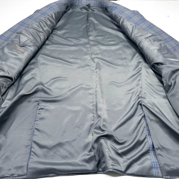 Oak Hill Premium 48 XL Blue Gray Check 2-Button Wool Blazer Sport Coat Jacket - Picture 2 of 6